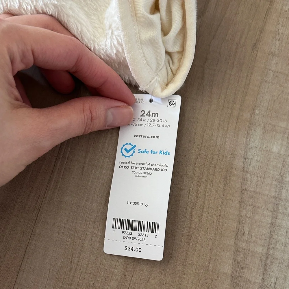 Carter's Girls Soft Plush Cream White Zip-Up Jacket